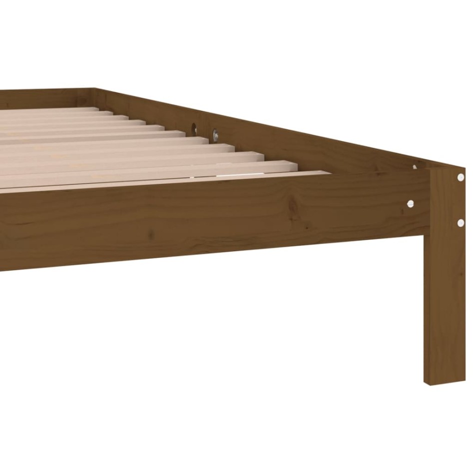 Estructura de cama madera maciza de pino marrón miel 200x200