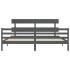 Estructura de cama con cabecero madera maciza gris 200x200