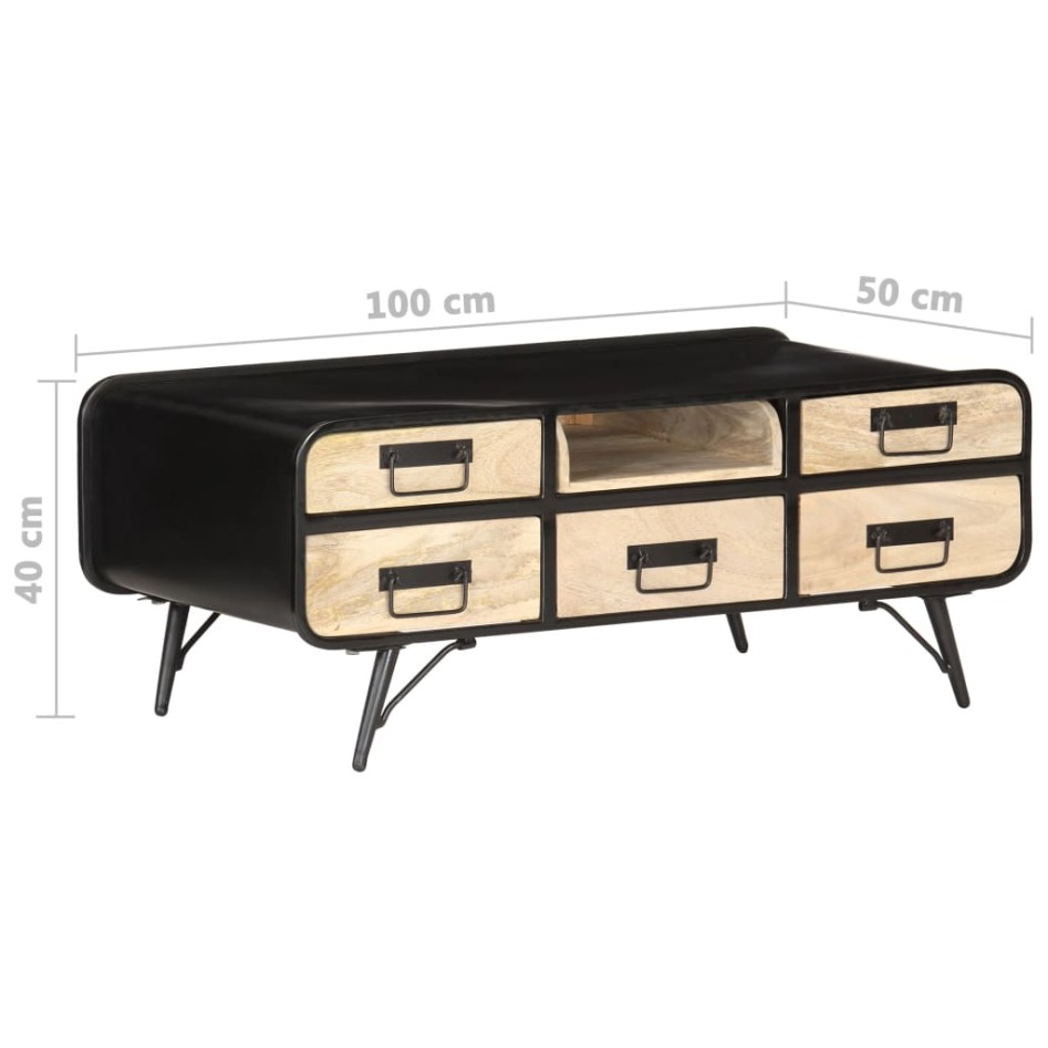 Mesa de centro madera maciza de mango 100x50x40