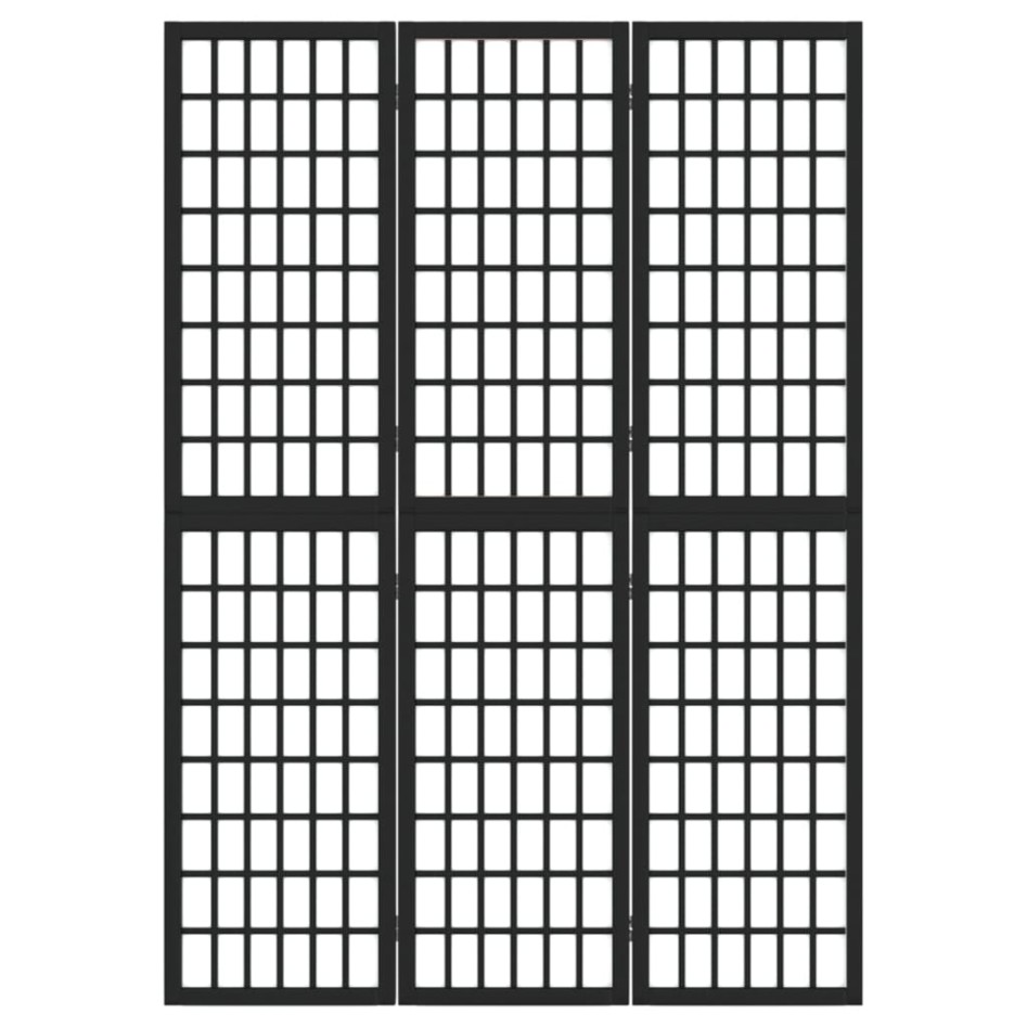 Biombo plegable con 3 paneles estilo japonés negro 120x170