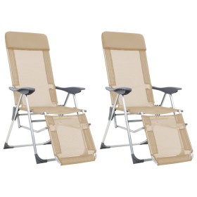 Sillas de camping plegables reposapiés 2 uds textilene