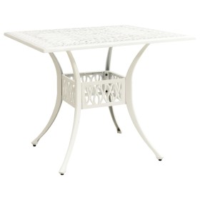 Mesa de jardín aluminio fundido blanco 90x90x73
