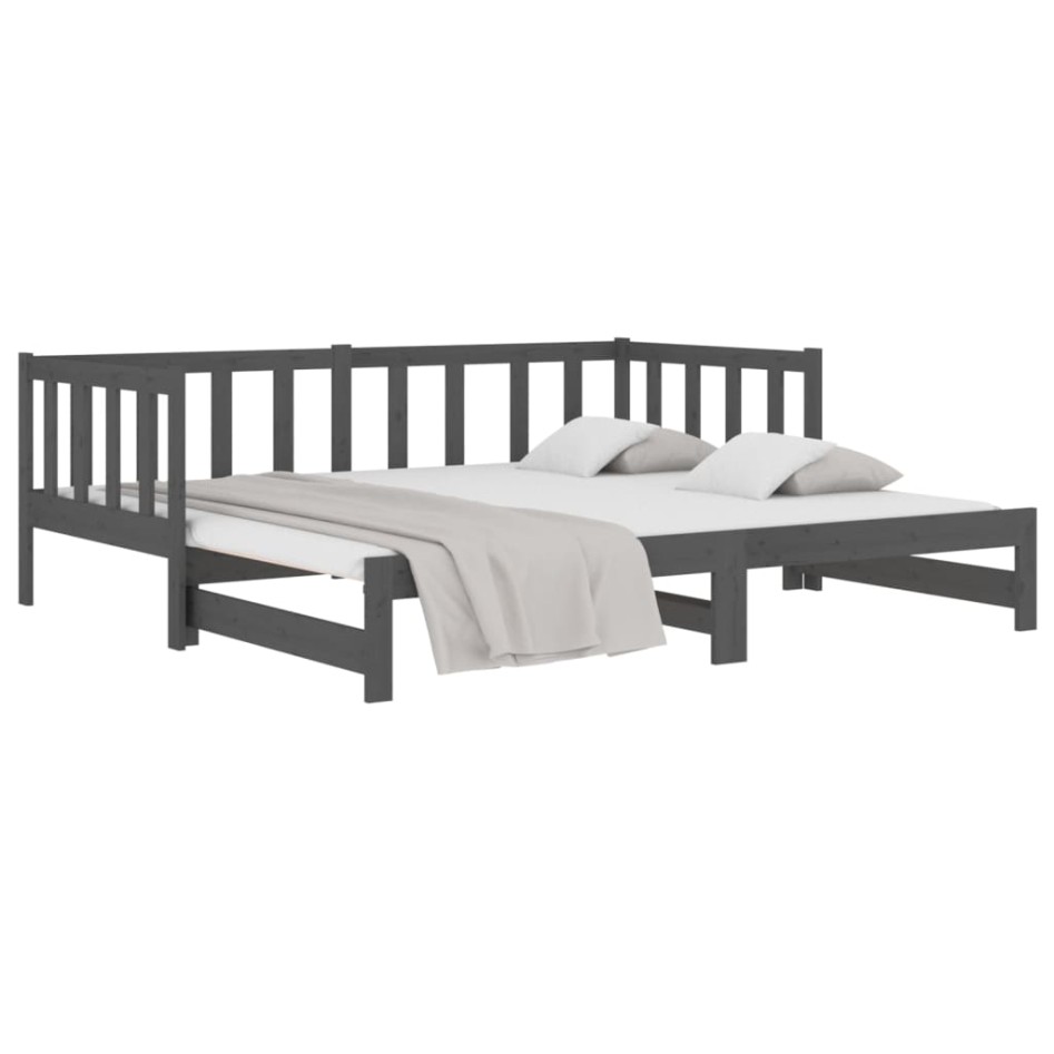 Sofá cama extraíble madera maciza de pino gris 2x(80x200)
