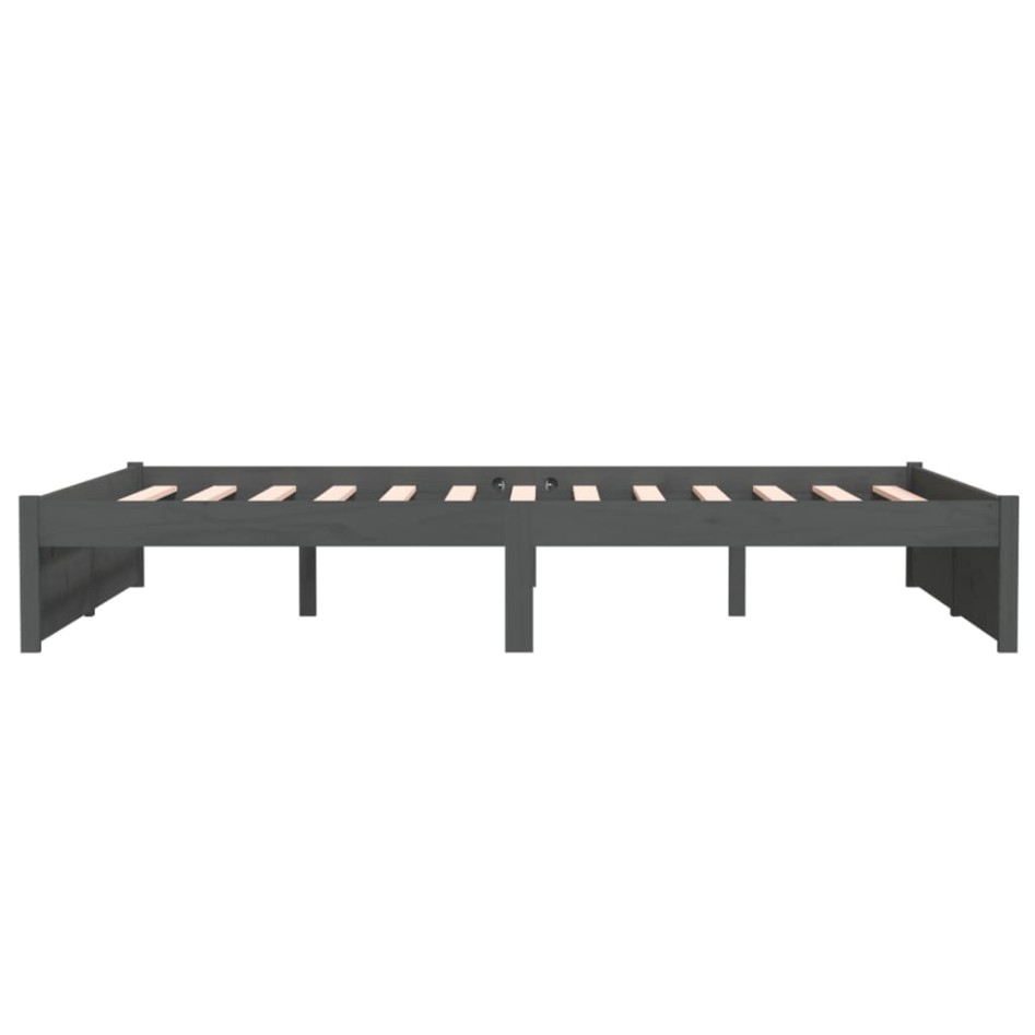 Estructura de cama madera maciza gris doble 135x190