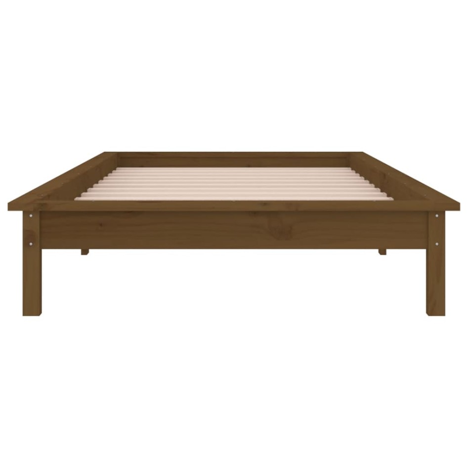 Estructura de cama con LED madera maciza marrón miel 90x200