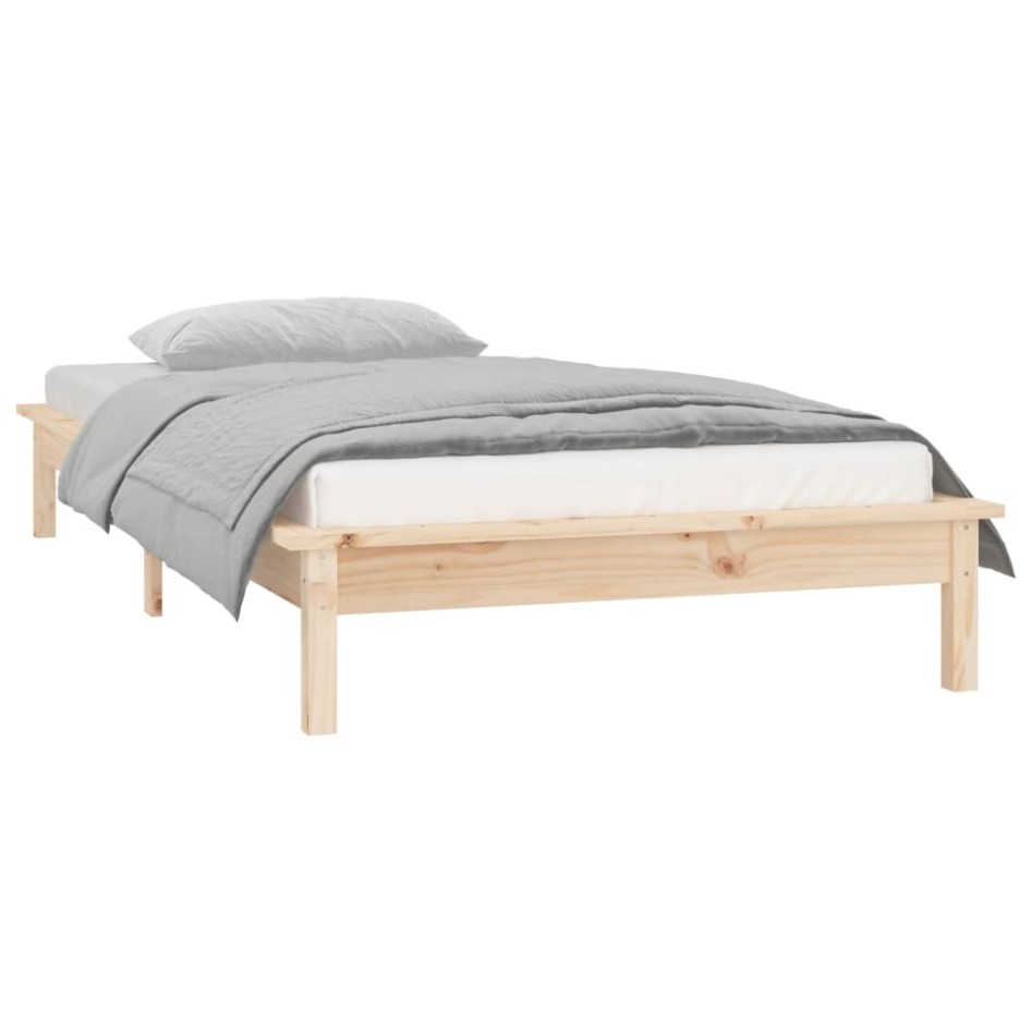 Estructura de cama con LED madera maciza 100x200