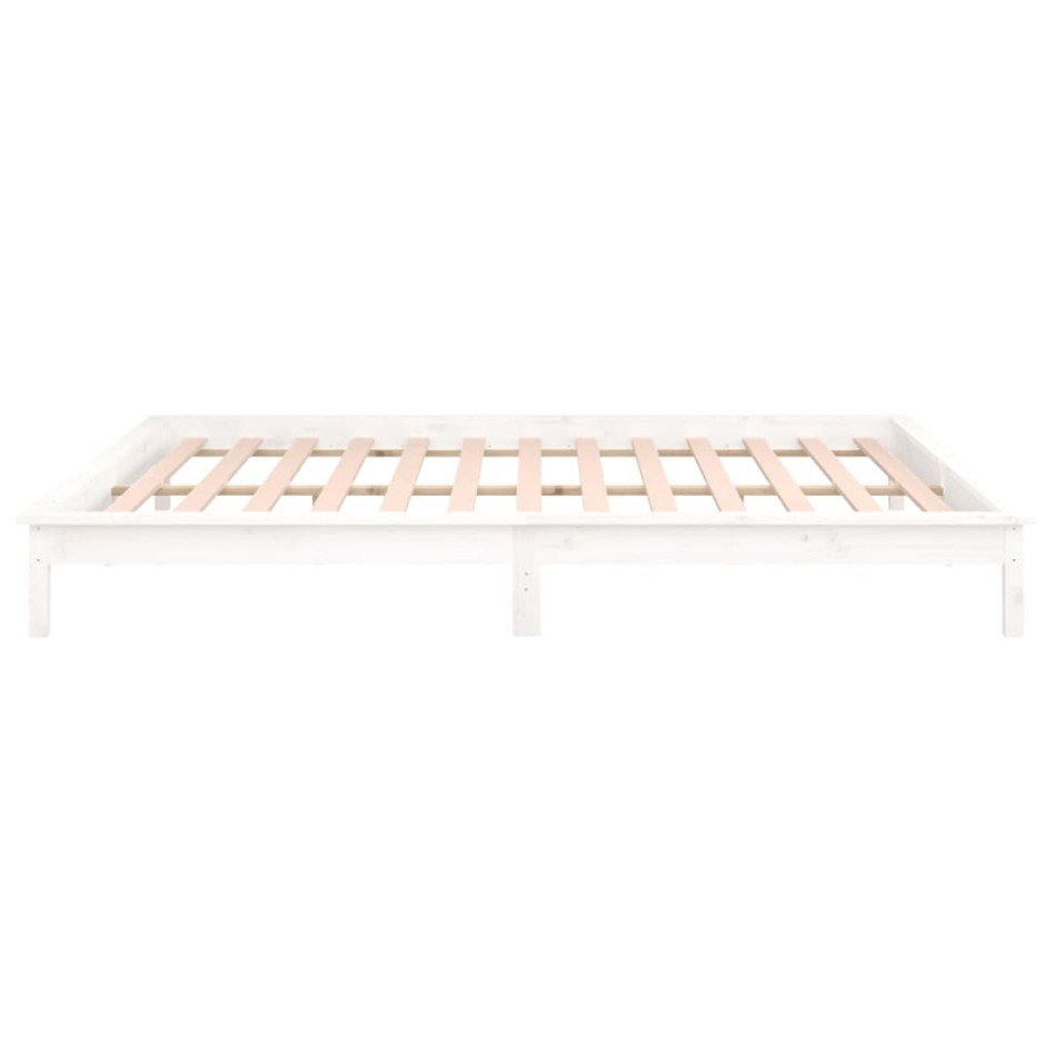 Estructura de cama con LEDs madera maciza blanca 150x200