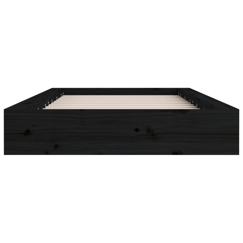 Estructura de cama doble de madera maciza negro 135x190