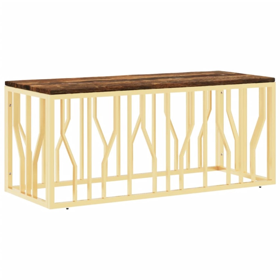 Mesa de centro acero inoxidable madera maciza reciclada