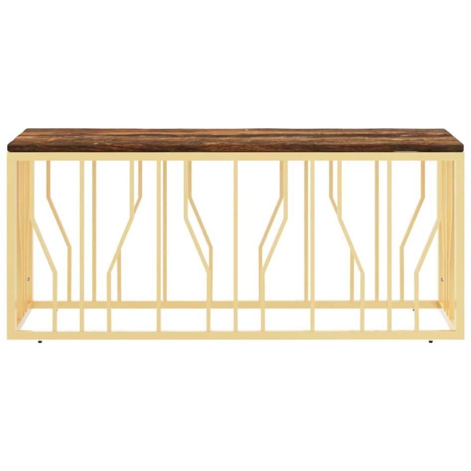 Mesa de centro acero inoxidable madera maciza reciclada