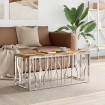 Mesa de centro acero inoxidable y madera reciclada plateada