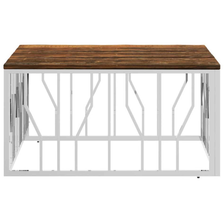 Mesa de centro acero inoxidable y madera reciclada