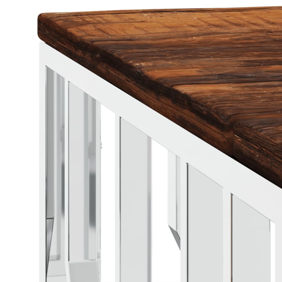 Mesa de centro acero inoxidable y madera reciclada