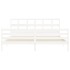 Estructura de cama con cabecero madera maciza blanco 200x200