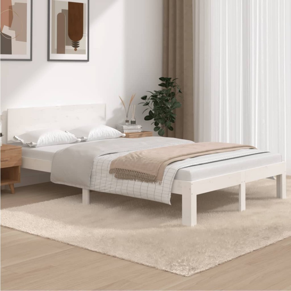 Estructura de cama madera maciza de pino blanco 120x200