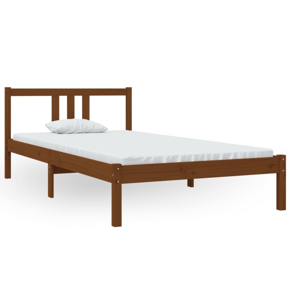 Estructura de cama madera maciza marrón miel 100x200