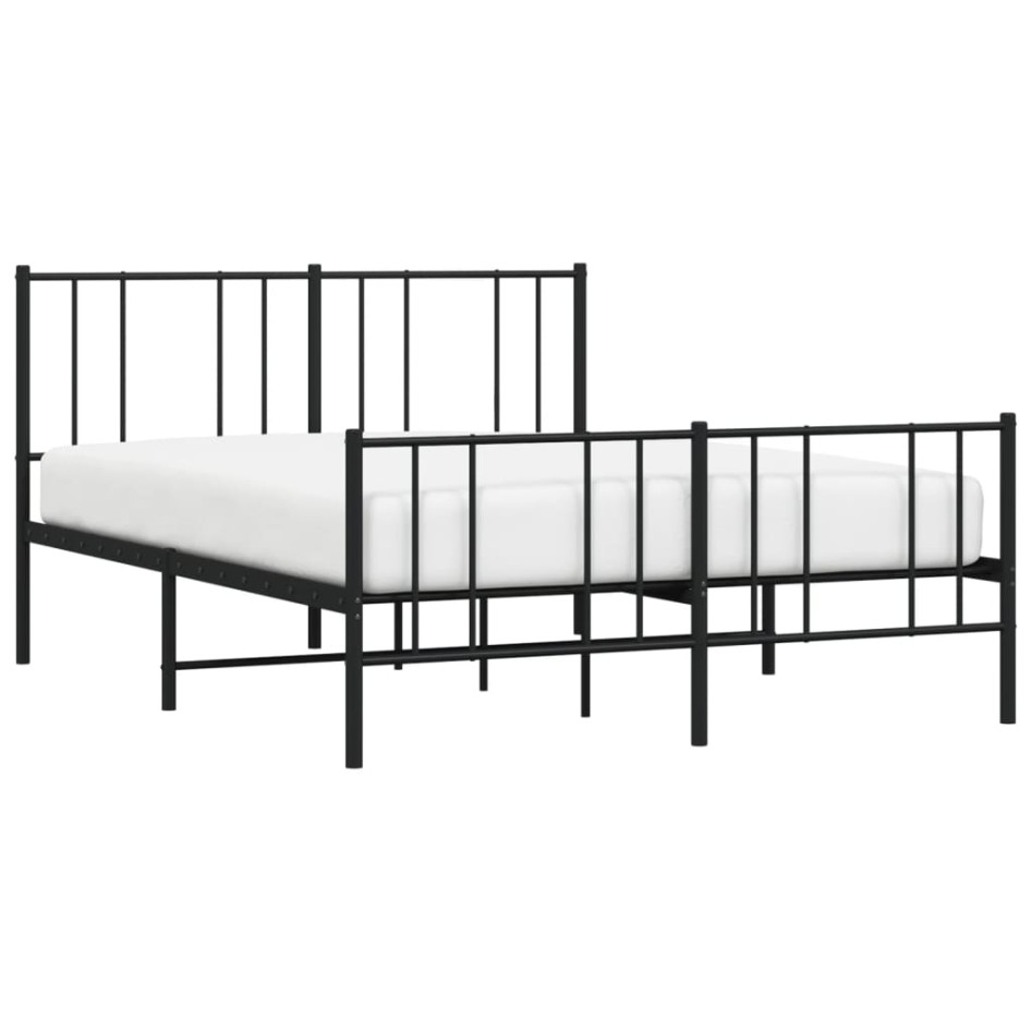Estructura de cama cabecero y estribo metal negro 150x200