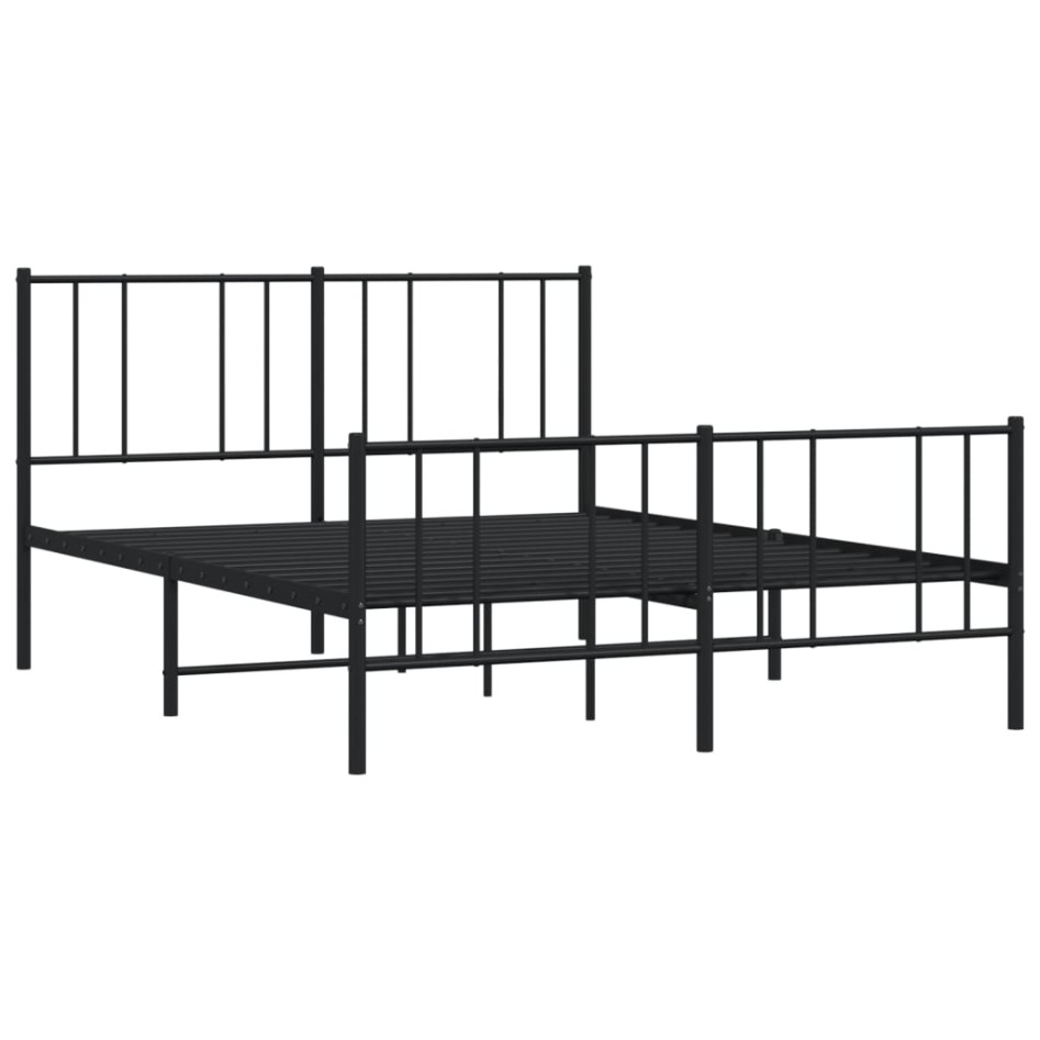 Estructura de cama cabecero y estribo metal negro 150x200