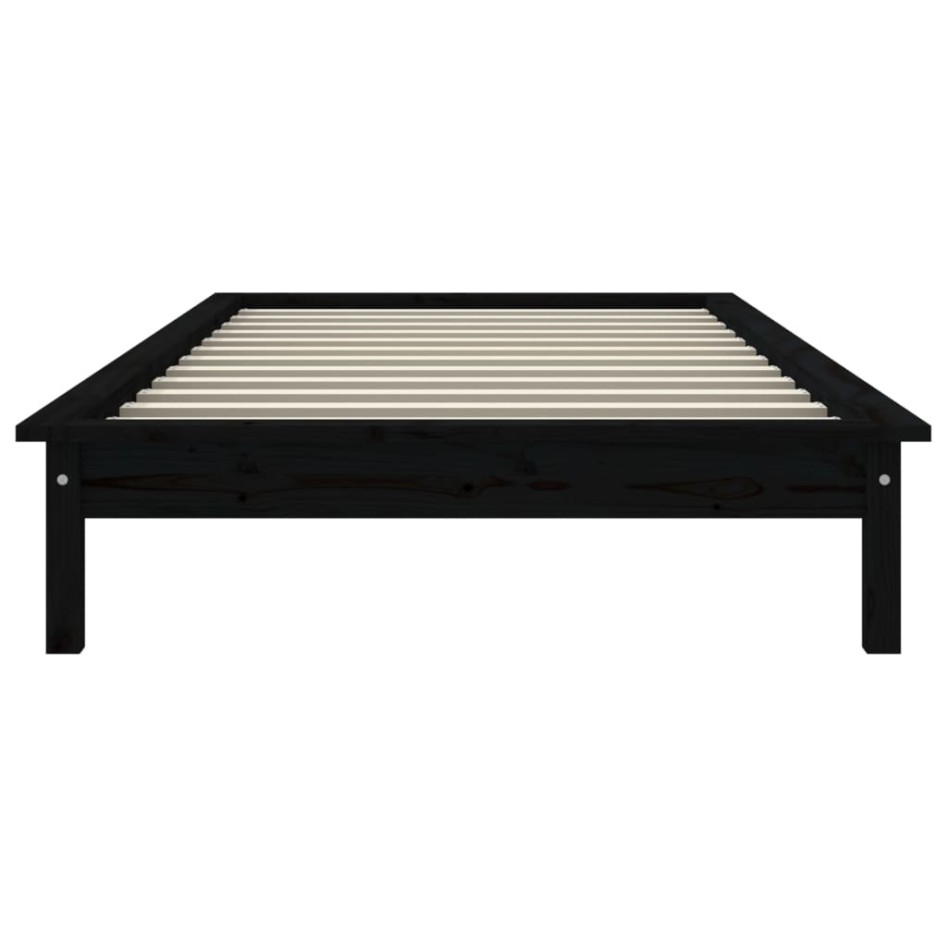 Estructura de cama madera maciza de pino negra 100x200
