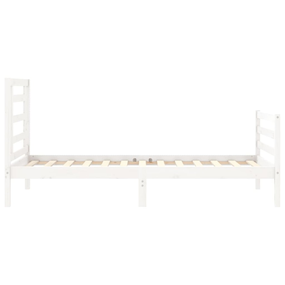 Estructura de cama con cabecero madera maciza blanco 90x200