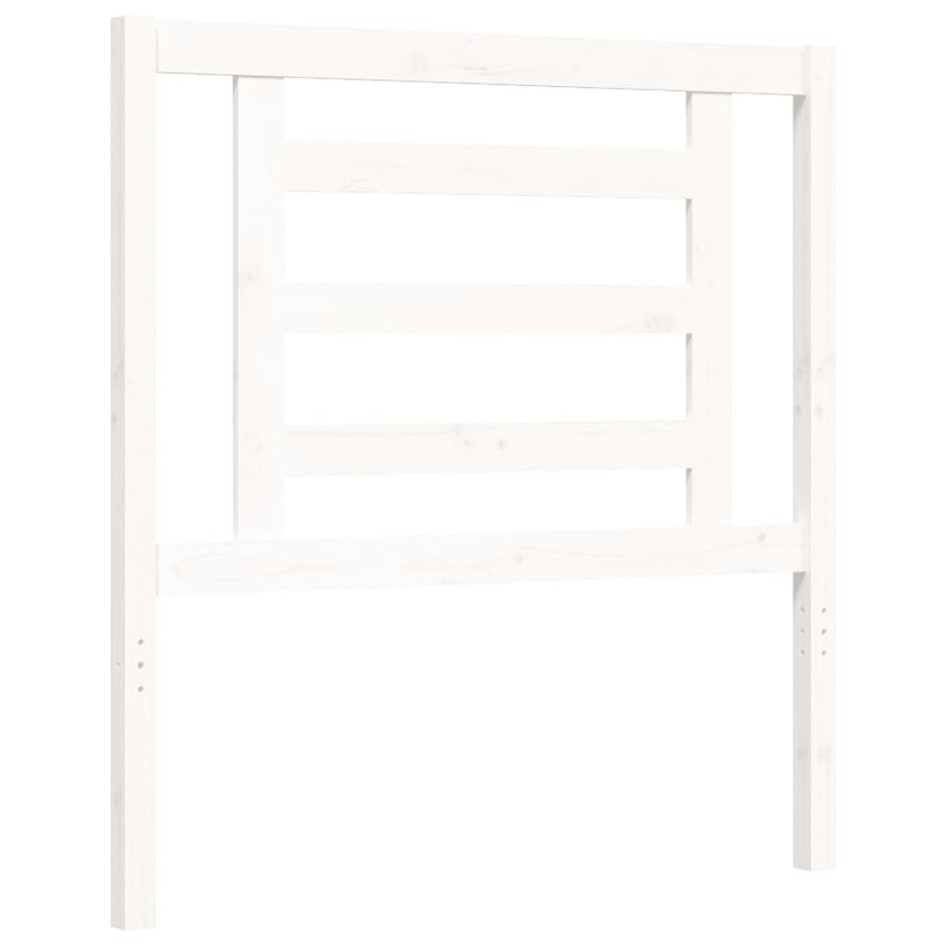 Estructura de cama con cabecero madera maciza blanco 90x200