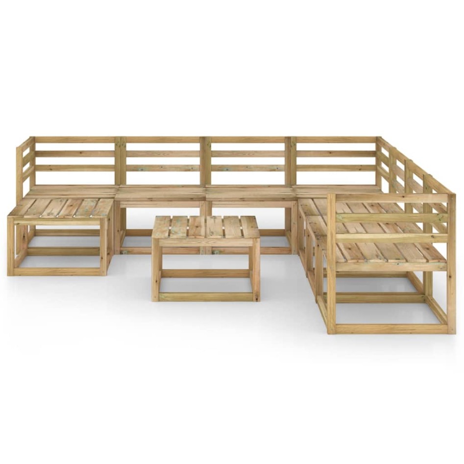 Set de muebles de jardín 9 pzas madera de pino impregnada