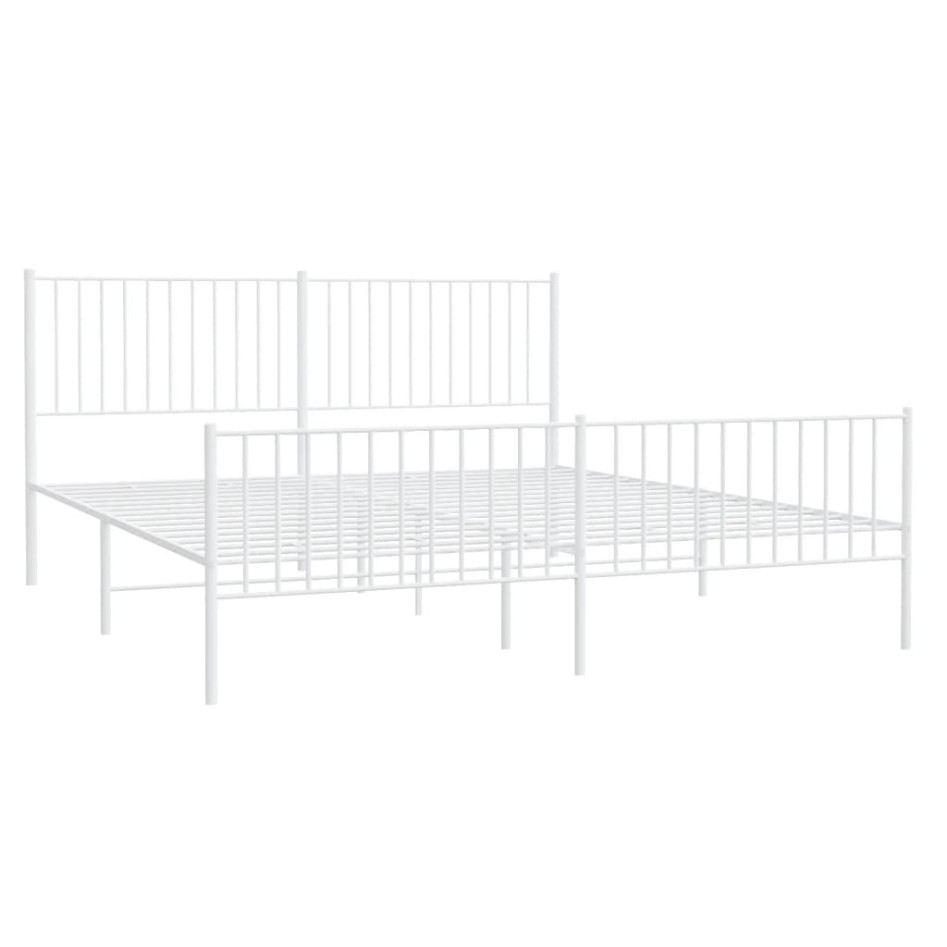 Estructura cama metal con cabecero y estribo blanco 180x200