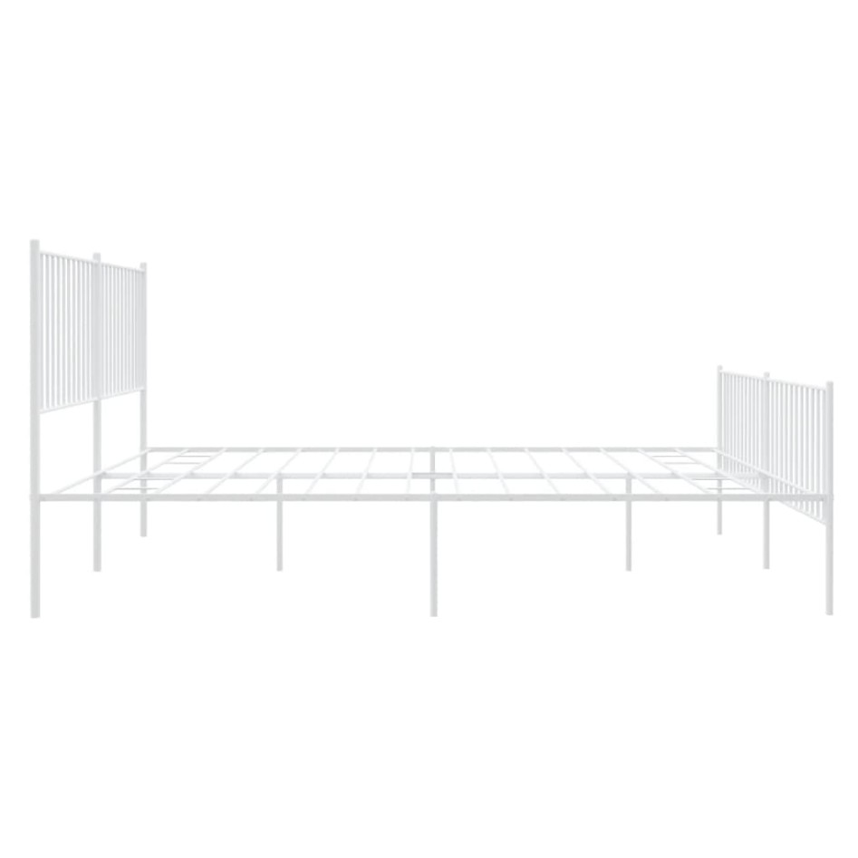 Estructura cama metal con cabecero y estribo blanco 180x200