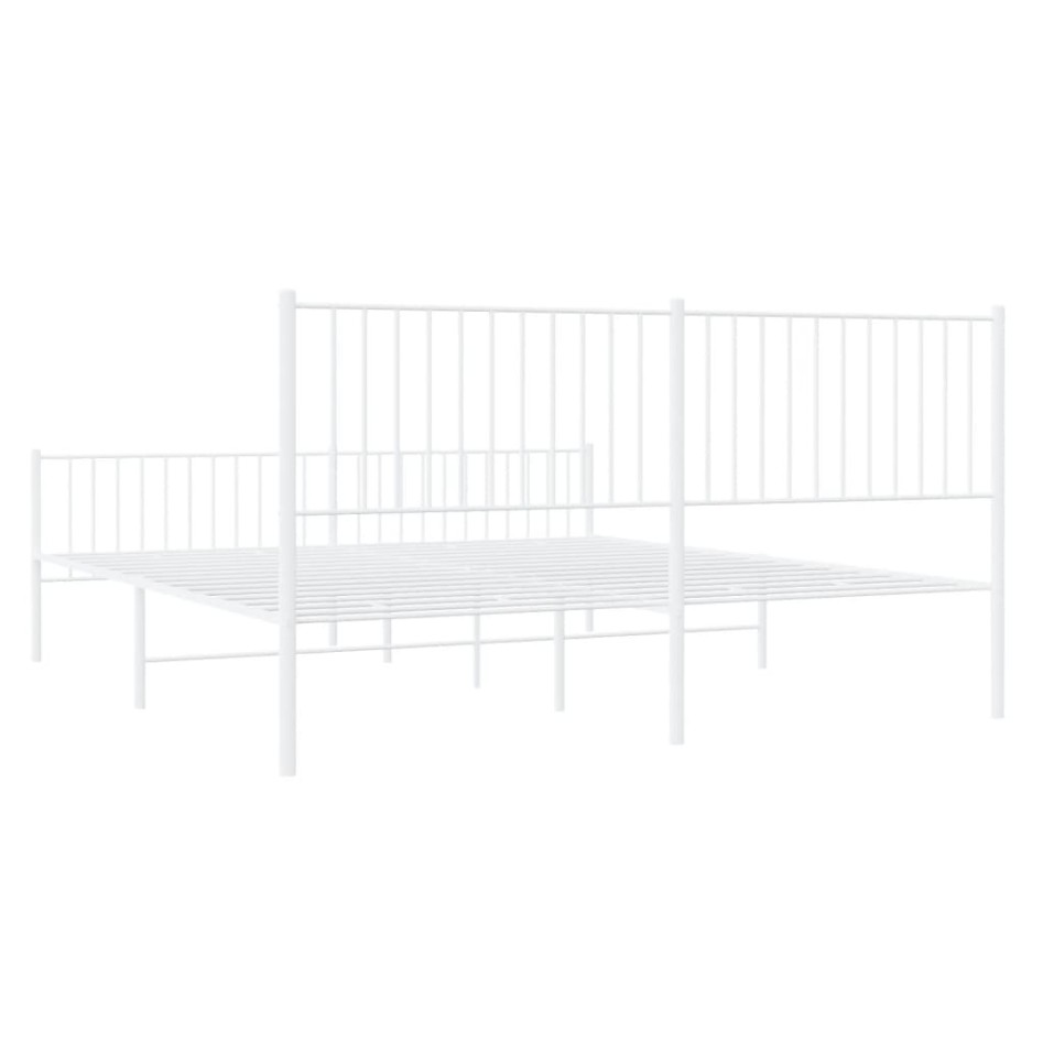 Estructura cama metal con cabecero y estribo blanco 180x200