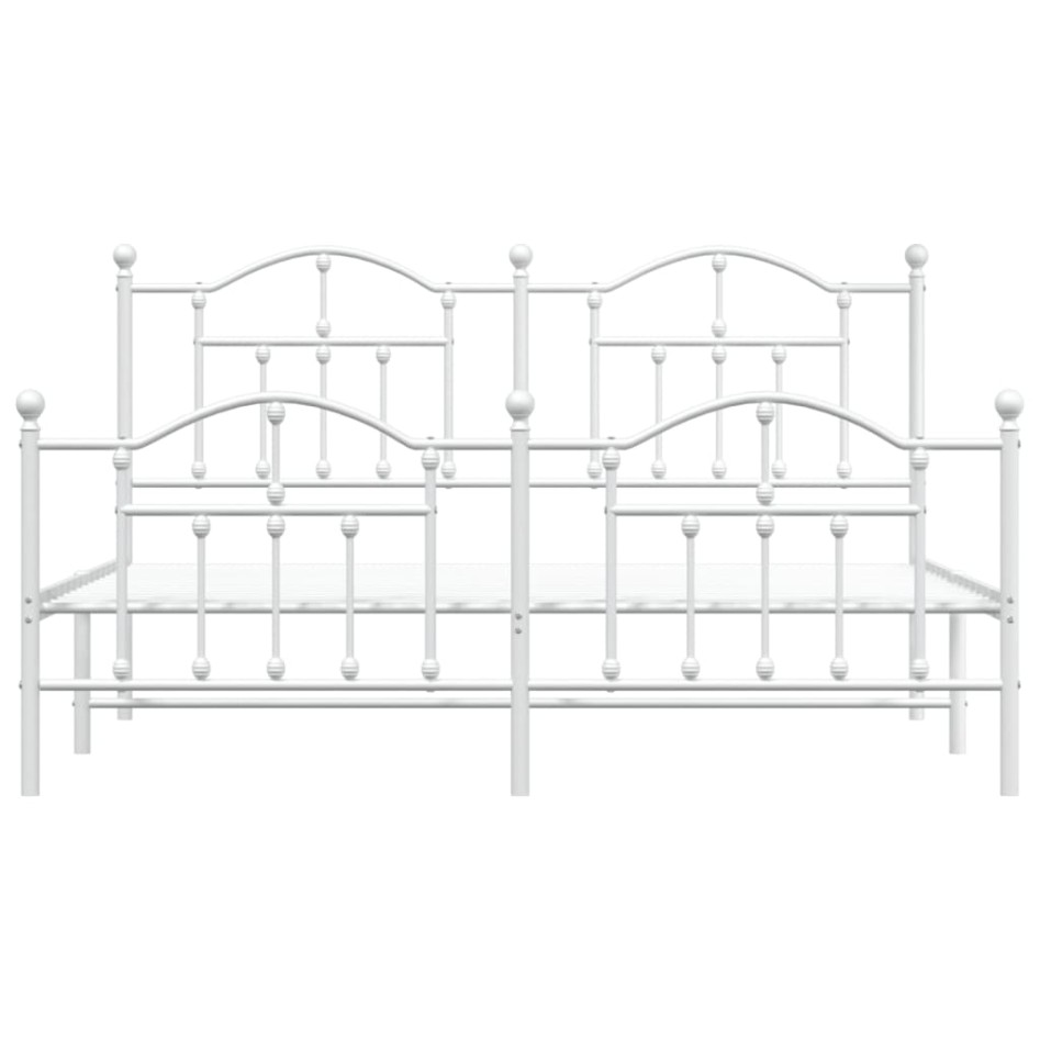 Estructura cama metal con cabecero y estribo blanco 180x200