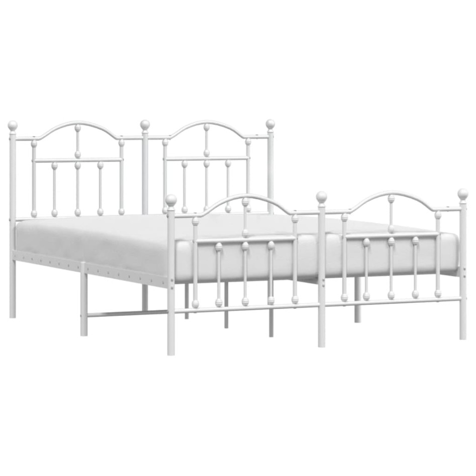 Estructura cama metal cabecero y estribo blanco 140x190