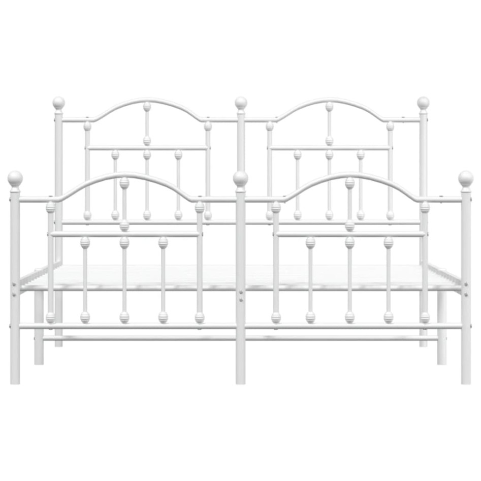 Estructura cama metal cabecero y estribo blanco 140x190
