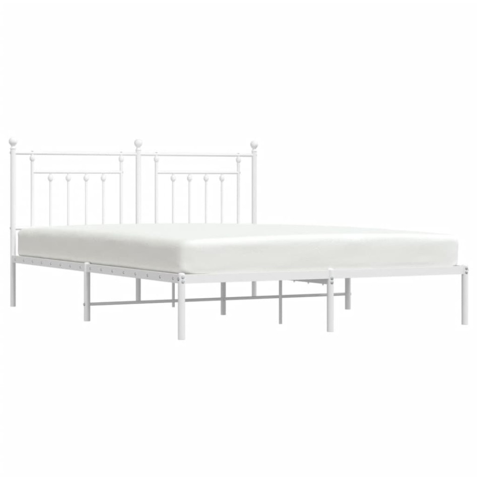Estructura de cama de metal con cabecero blanco 180x200