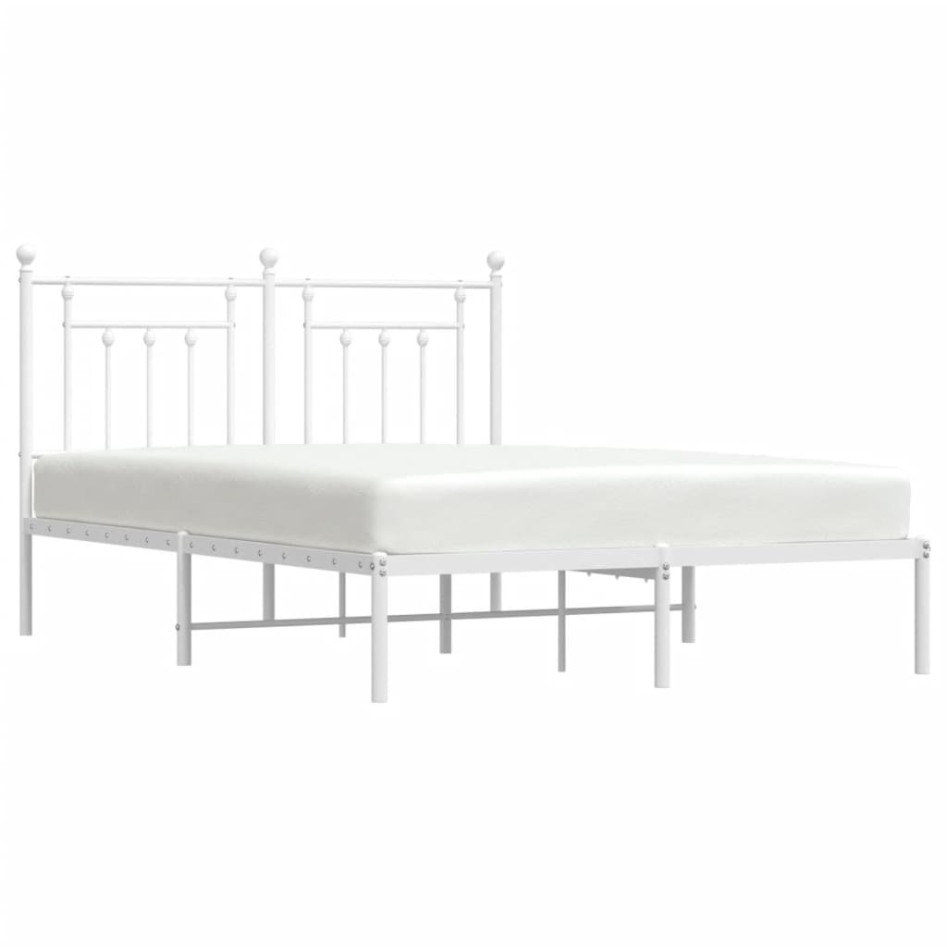 Estructura de cama de metal con cabecero blanca 140x190