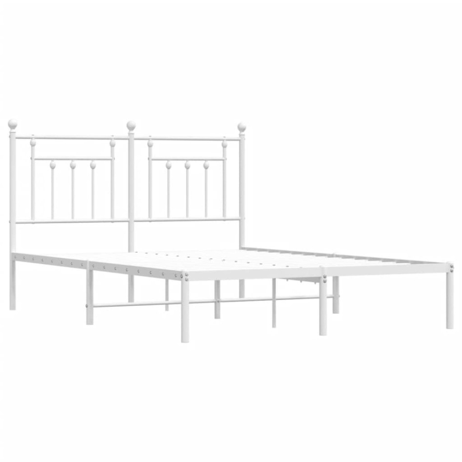 Estructura de cama de metal con cabecero blanca 140x190