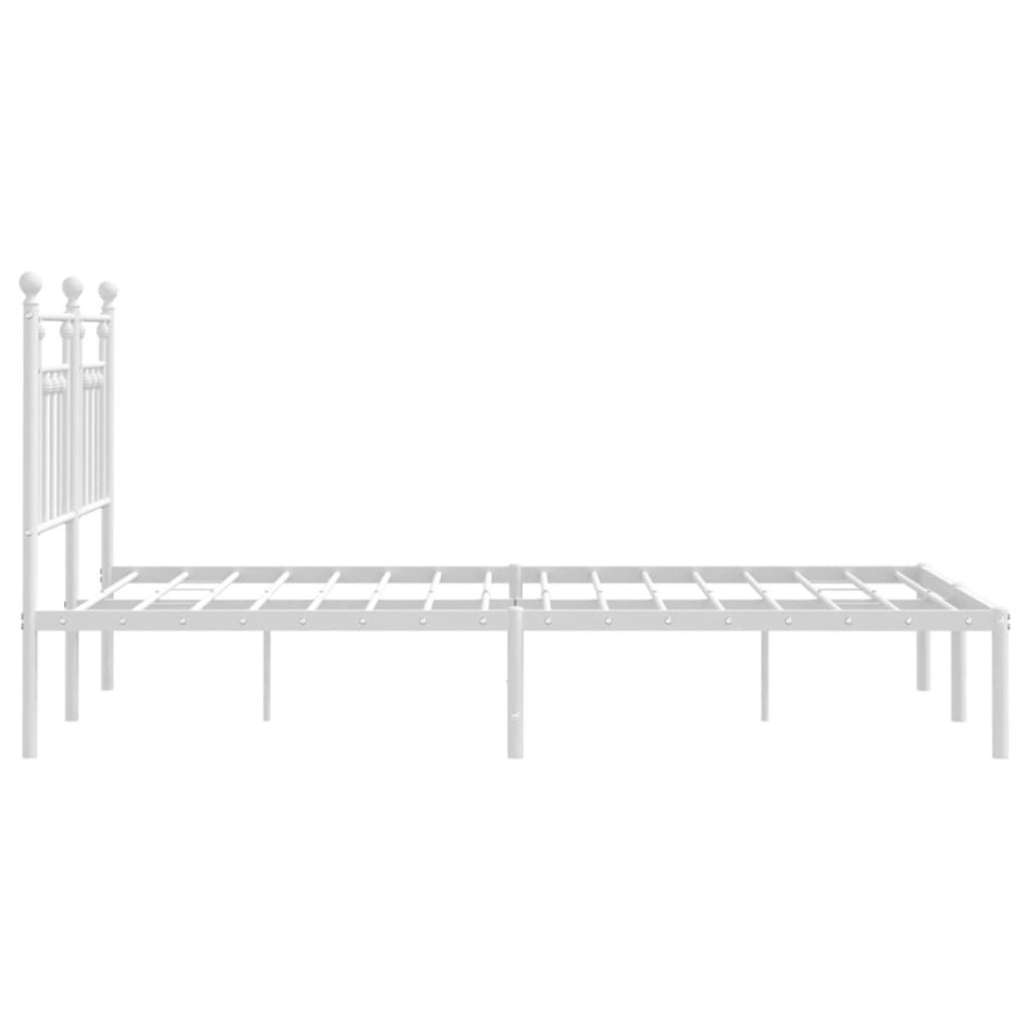 Estructura de cama de metal con cabecero blanca 140x190