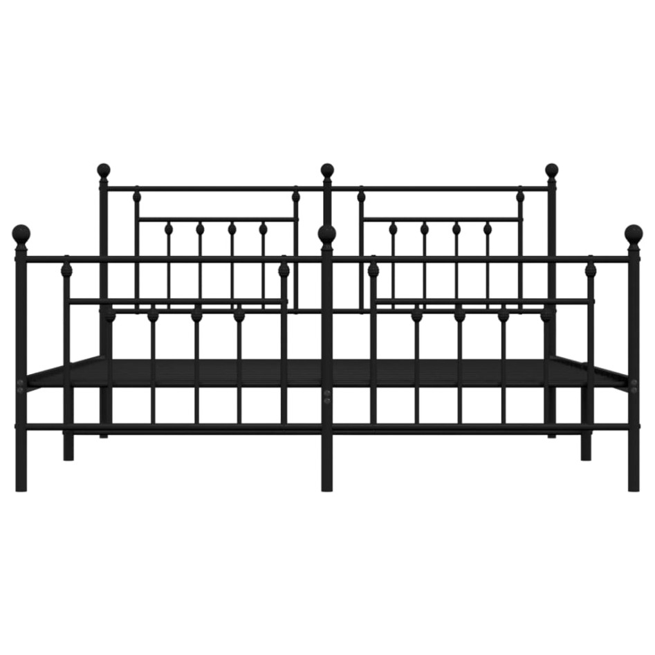Estructura de cama cabecero y estribo metal negro 180x200