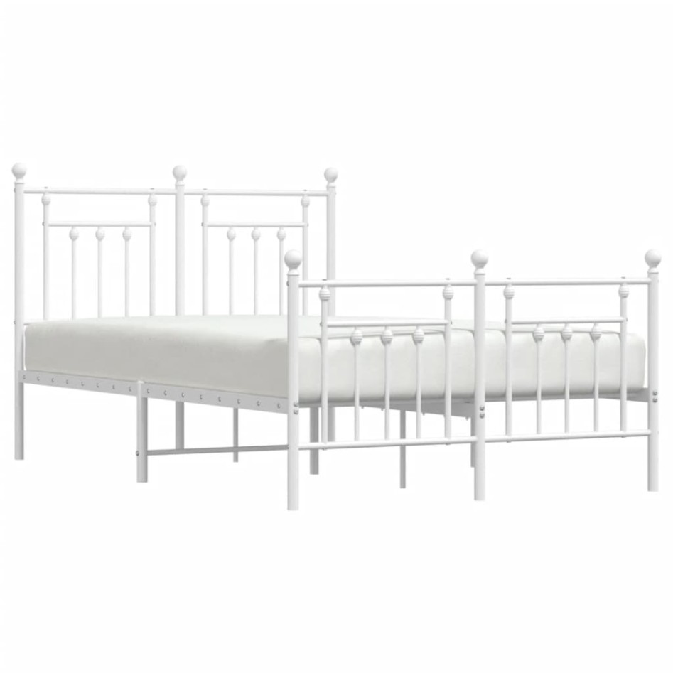 Estructura cama metal con cabecero y estribo blanco 120x200