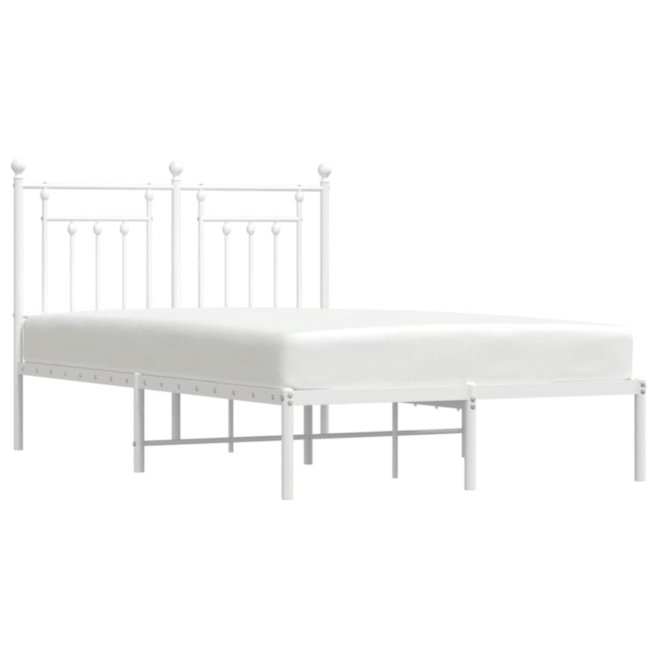 Estructura de cama de metal con cabecero blanca 120x200
