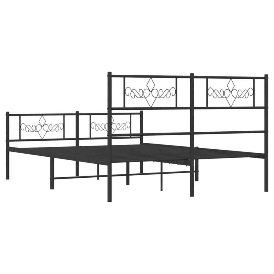 Estructura de cama con cabecero y pie metal negro 120x190