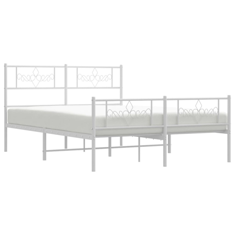 Estructura cama metal con cabecero y estribo blanco 120x200