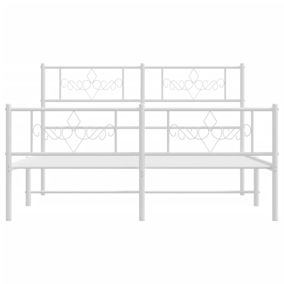 Estructura cama metal con cabecero y estribo blanco 120x200