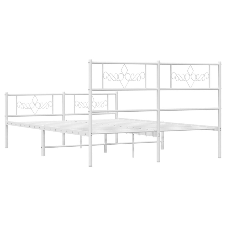 Estructura cama metal con cabecero y estribo blanco 120x200