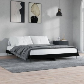 Estructura de cama madera de ingeniería negra 180x200