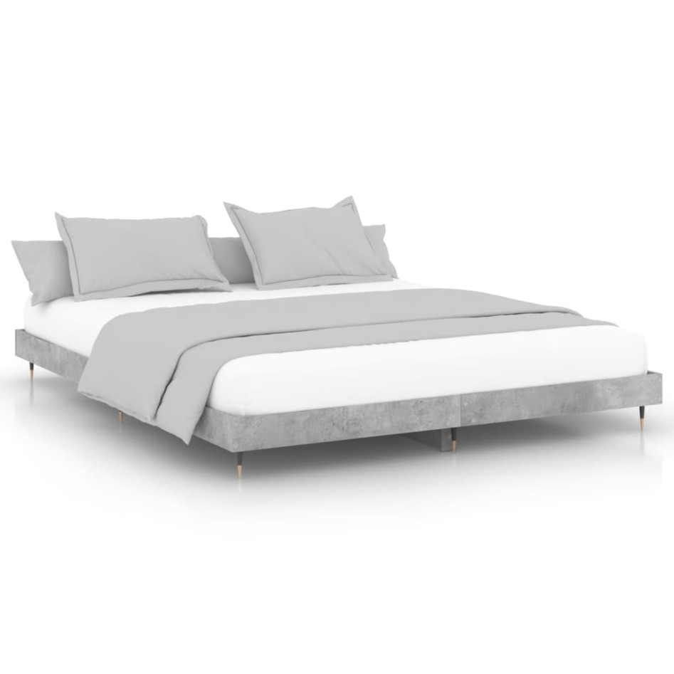 Estructura de cama madera de ingeniería gris hormigón