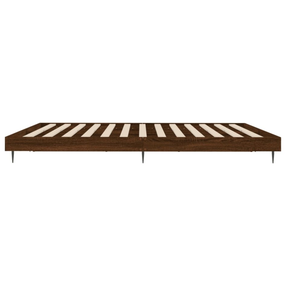 Estructura de cama madera de ingeniería marrón roble 200x200