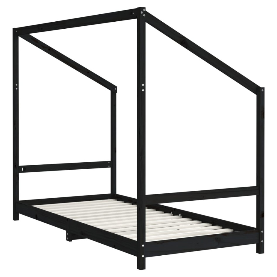 Estructura de cama para niños madera de pino negro 90x190