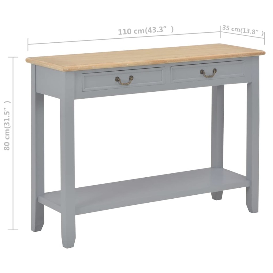 Mesa consola de madera gris 110x35x80