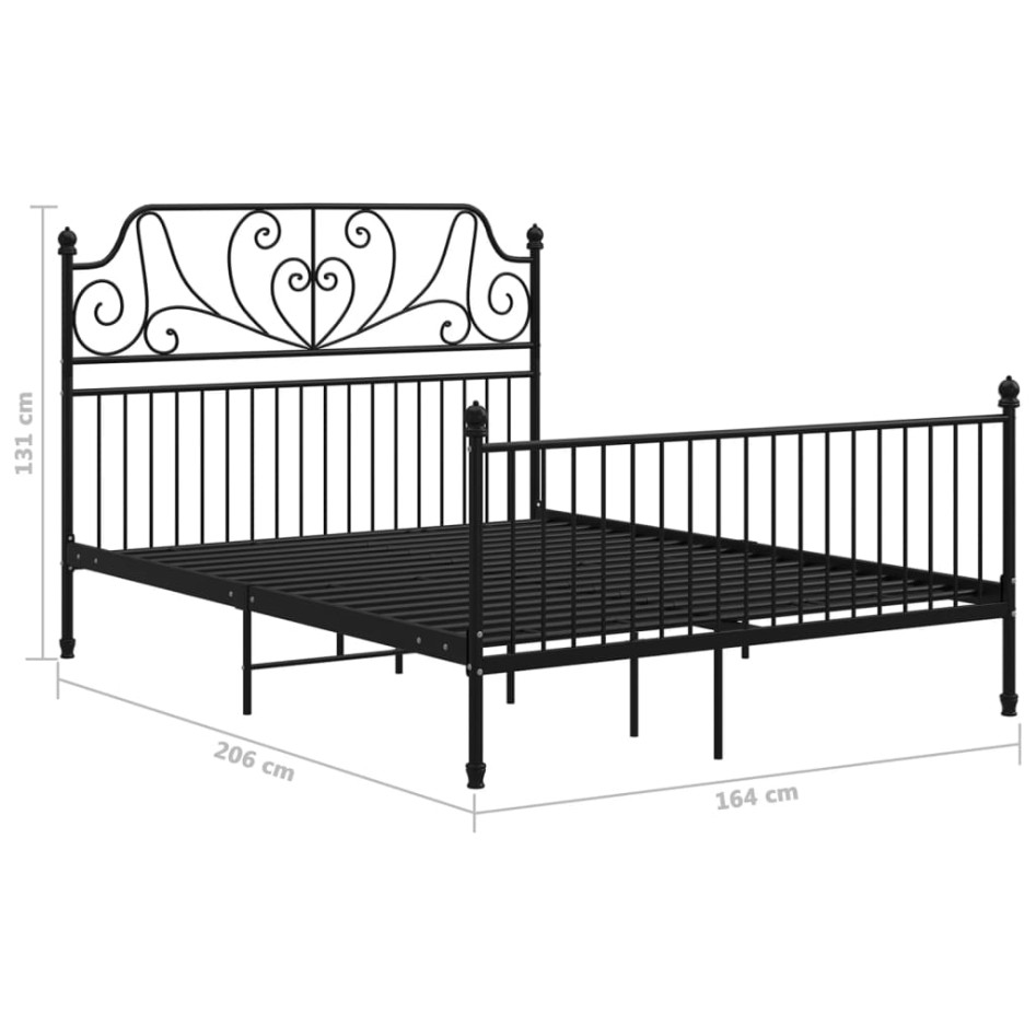 Estructura de cama de metal negra 160x200