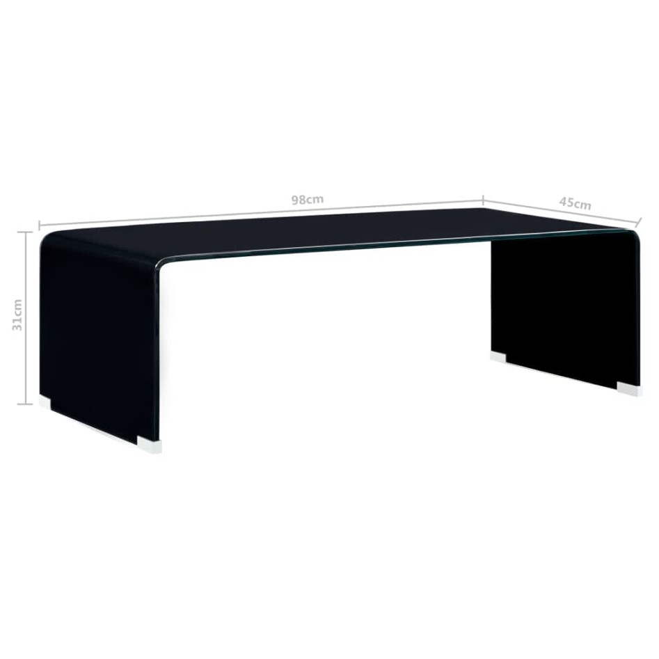 Mesa de centro de vidrio templado negro 98x45x31